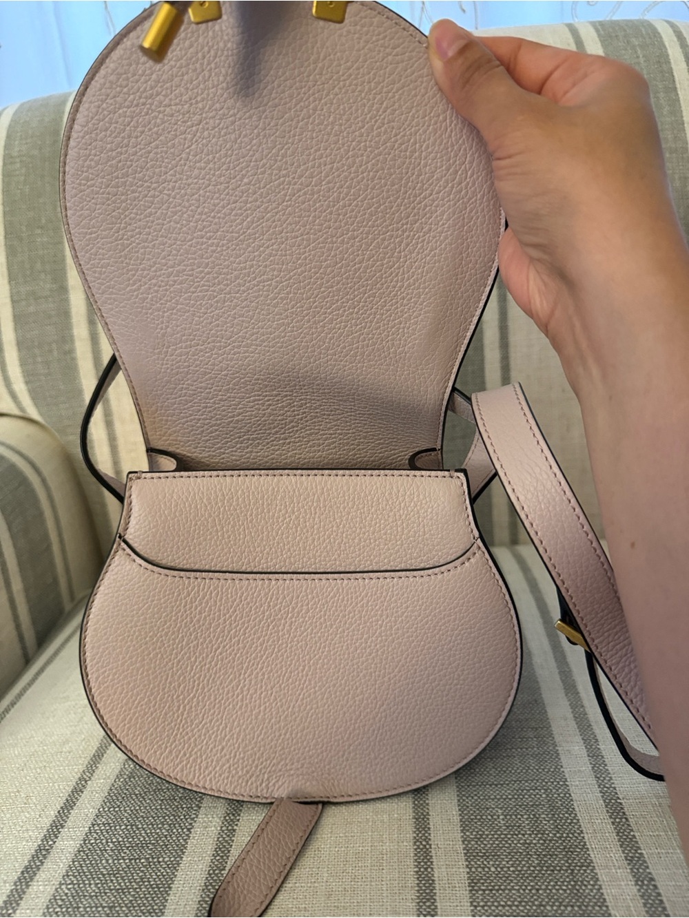 Chloe  Misty Lavender Leather Saddle Crossbody Bag - Picture 6 of 10
